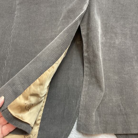 Vtg Mervyns Corduroy Blazer Mens 44L‎ Gray Pinwale 2 Button Suede Elbow Patch - Picture 6 of 16